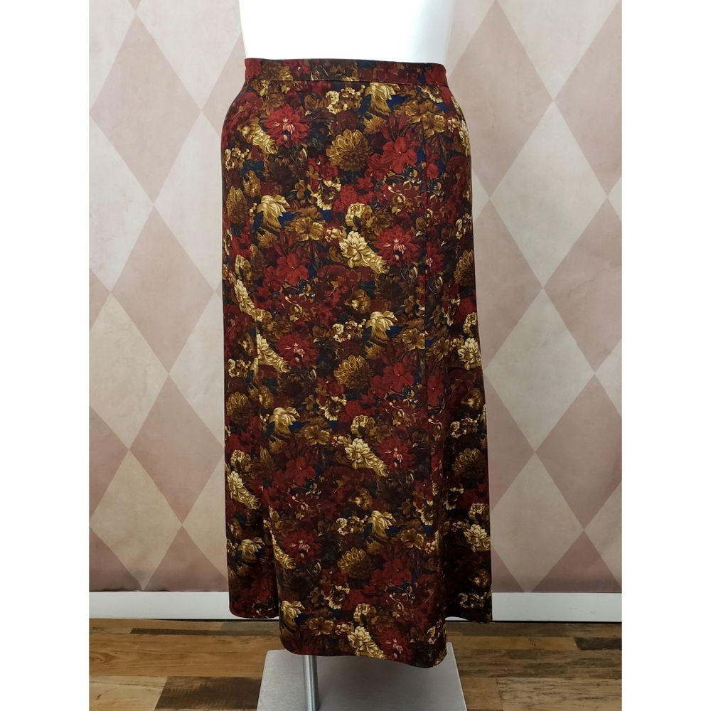 Notations | Brown + Maroon Patterned Skirt - image 1